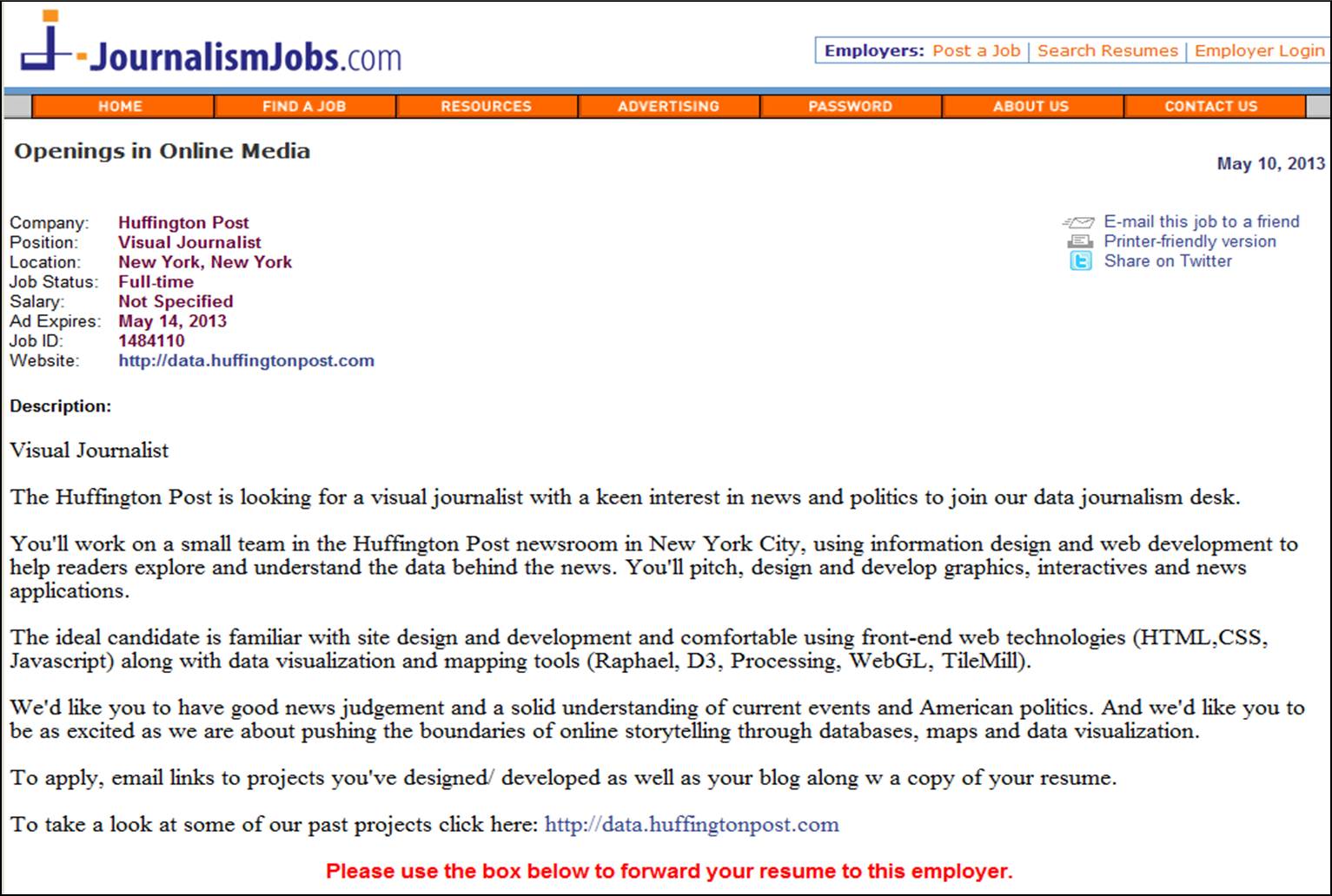 Journalism job postings canada