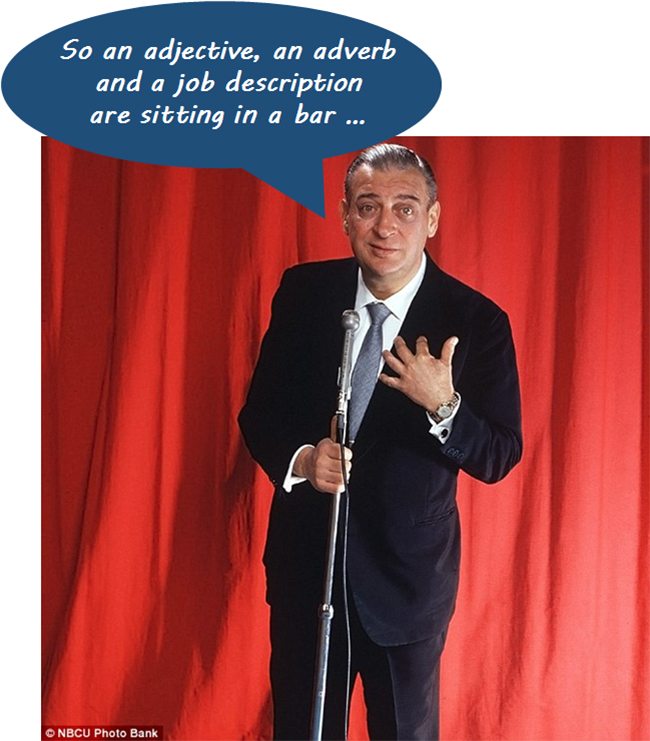 Rodney Dangerfield photo with word bubble