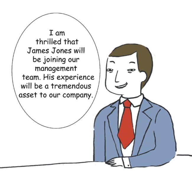 James Jones cartoon with text bubble